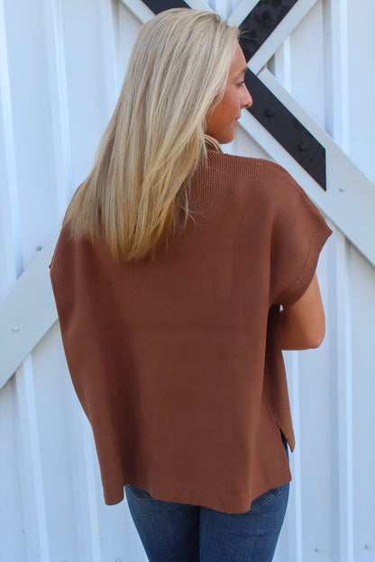 Betty Brown Mockneck Sweater Top