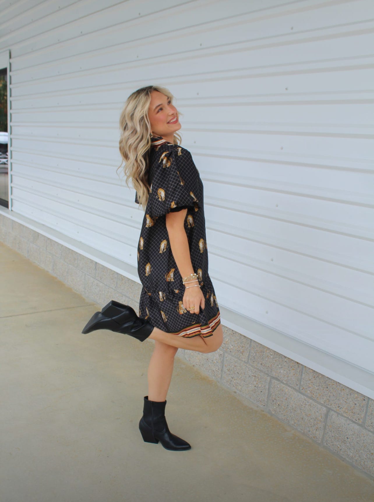 Lexa Puff Sleeve V-Neck Dress