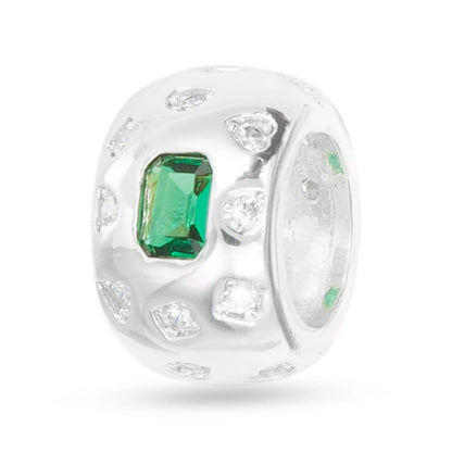 Silver CZ Wide Round Charm