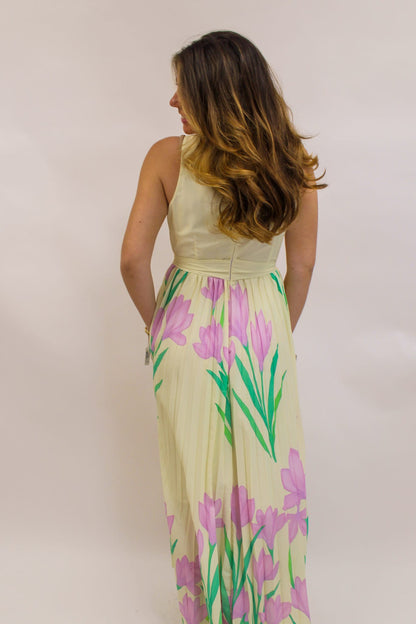 Graceful Orchid Pleated Dress
