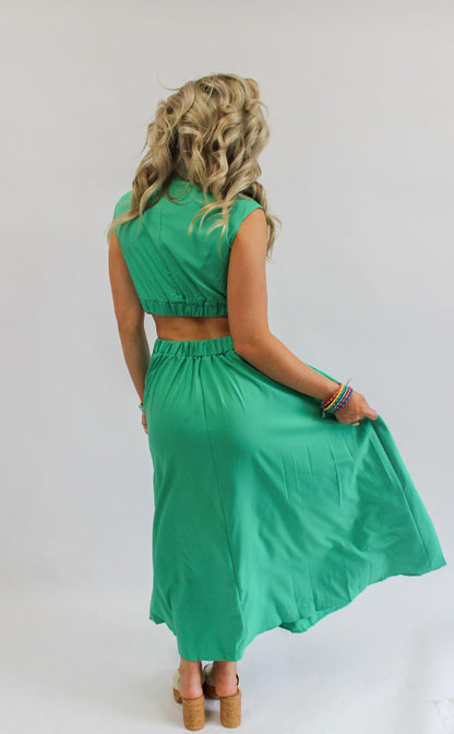Cecelia Green Midi Swing Dress
