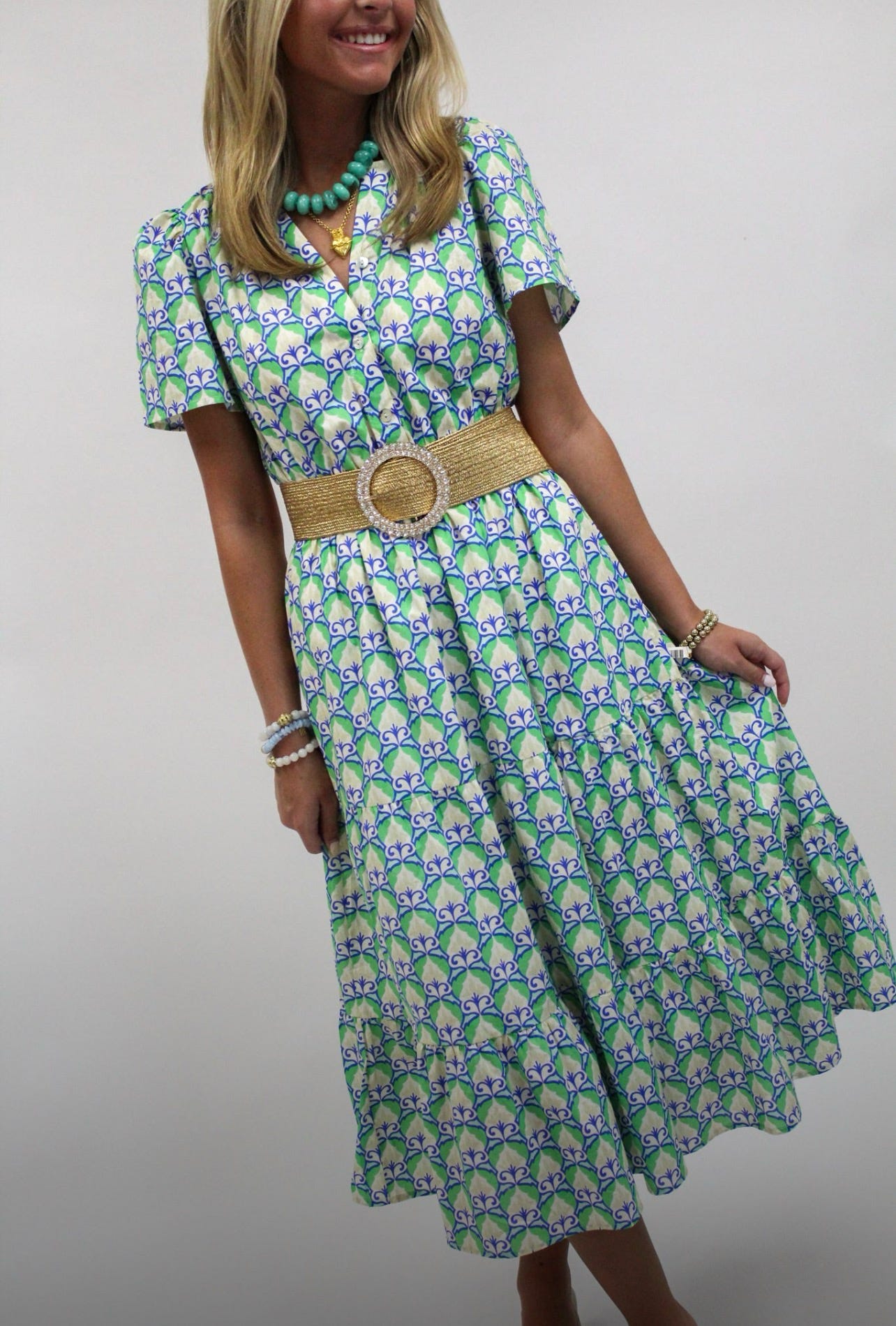 Hellenic Petals Maxi Dress