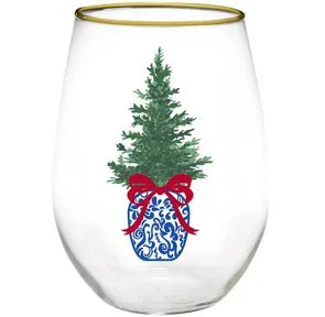 Assorted Holiday Stemless Wine Glass