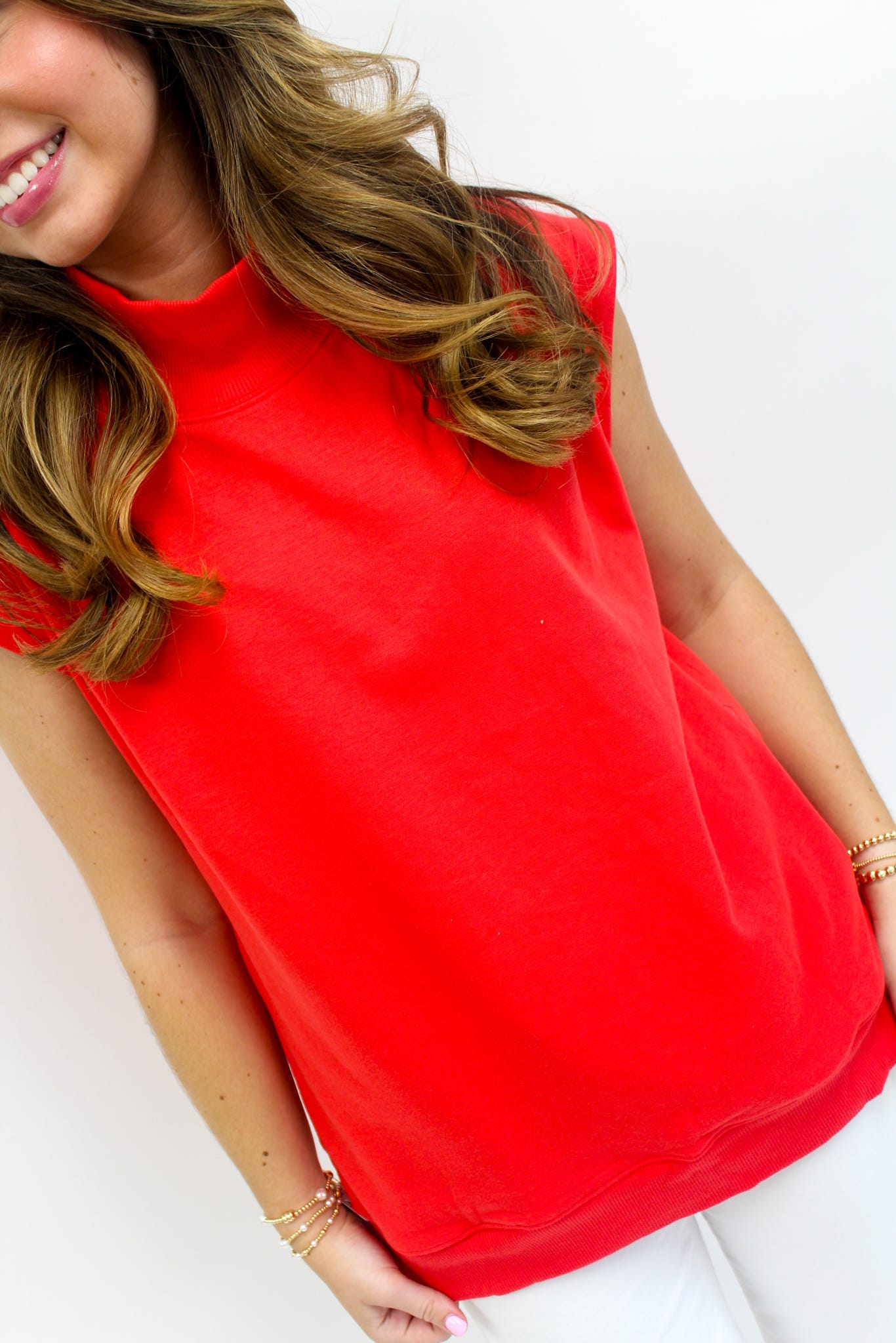 Cloud Nine Mock Neck Top - Red