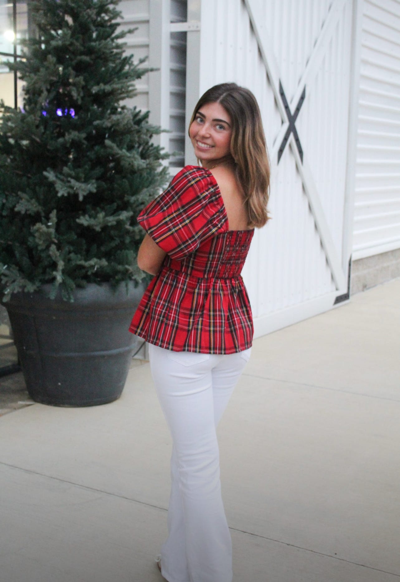 Isabel Red Plaid Top