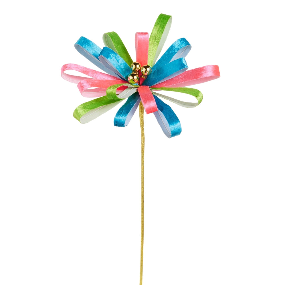 Multicolor Velvet Loop Flower Stem Decor