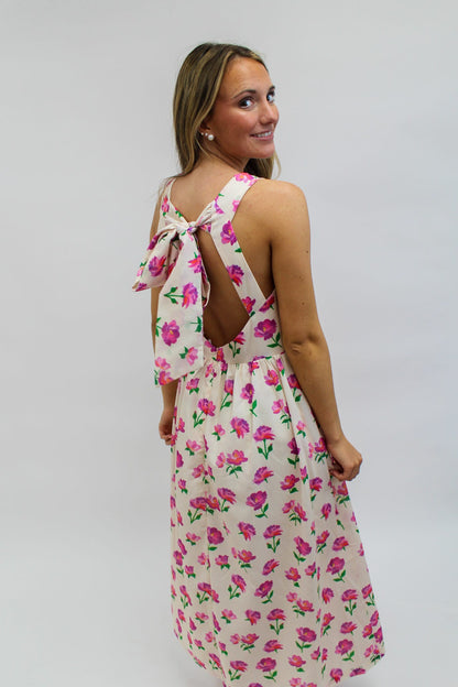 Bella Cream Floral Midi Dress