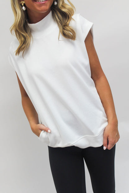 Cloud Nine Mock Neck Top - White