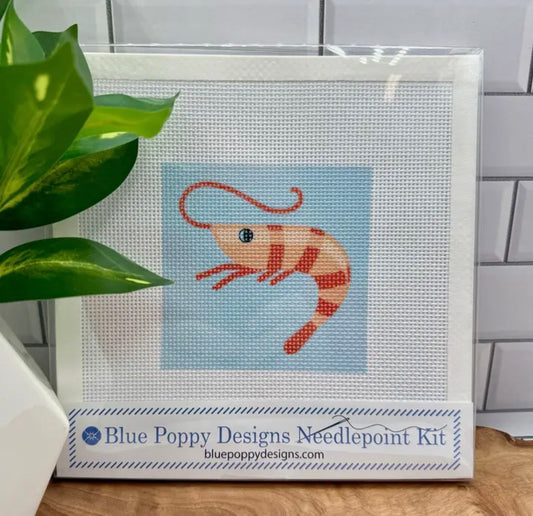 Shrimp Needlepoint Kit (on blue background) | default - #NP88-SEA-014