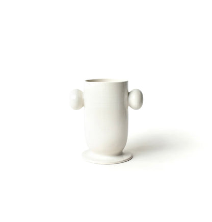 Signature White Large Cylinder Vase with Knob Handles