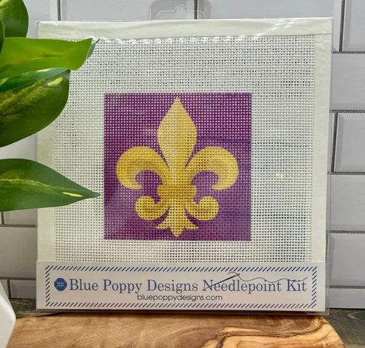 Fleur de Leis Needlepoint Kit (purple and gold) | default - #NP88-OBJ-004