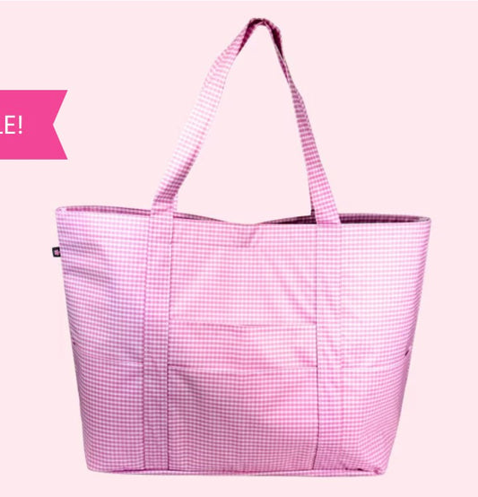 Wipeable Pink Gingham Big Mama Tote