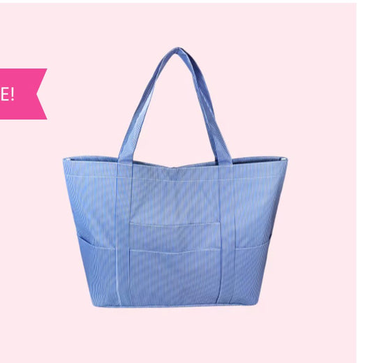 Navy Preppy Stripe Big Mama Tote