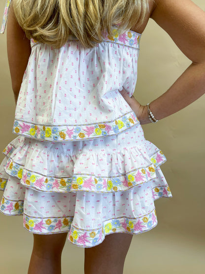 Luca Embroidred Top Floral Pastel