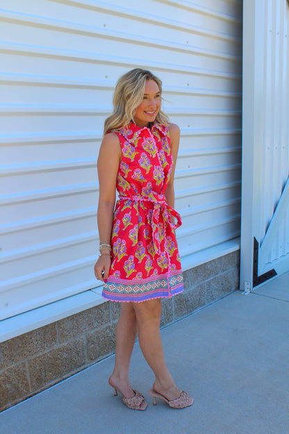 Marbella Floral Belted Mini Dress