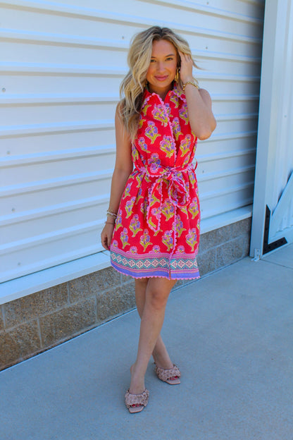 Marbella Floral Belted Mini Dress