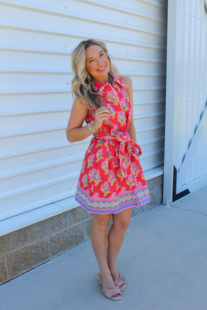 Marbella Floral Belted Mini Dress