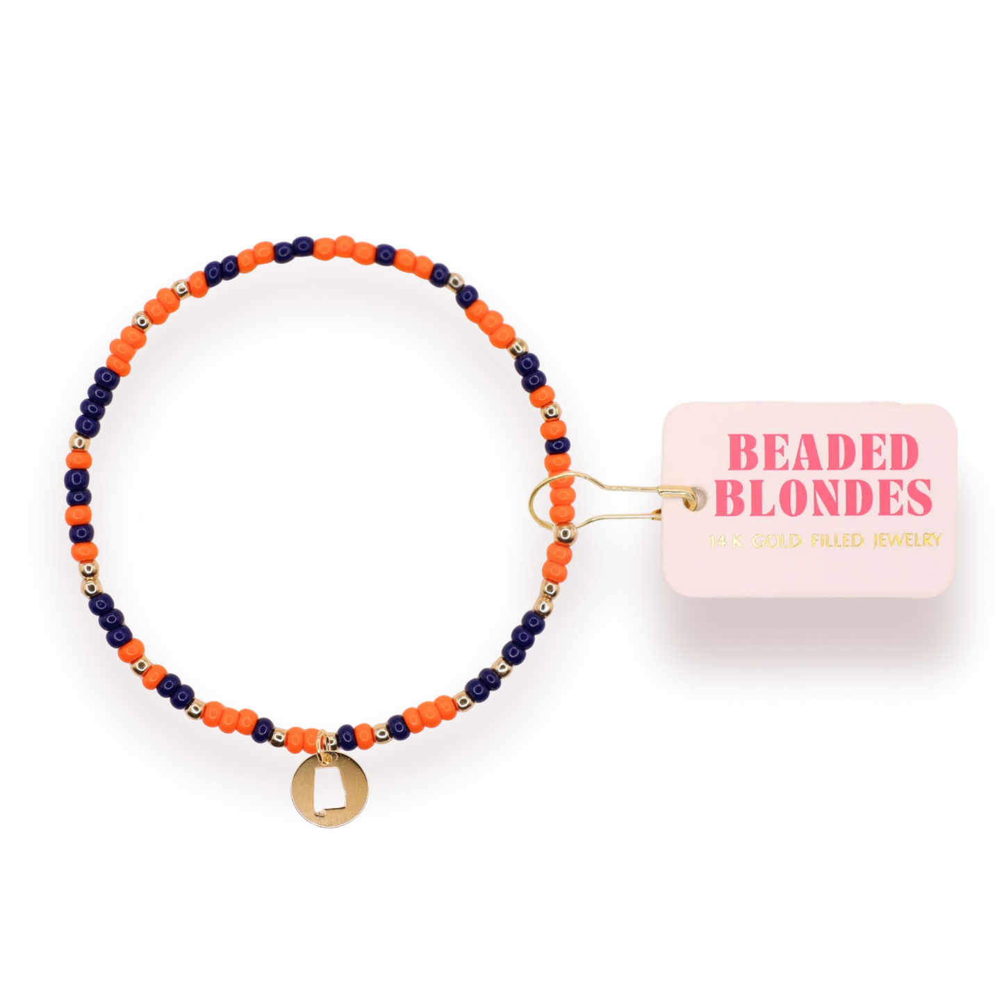 Alabama (Navy and Orange) State Bracelet on Color