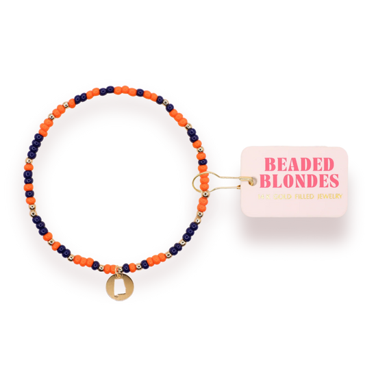 Alabama (Navy and Orange) State Bracelet on Color