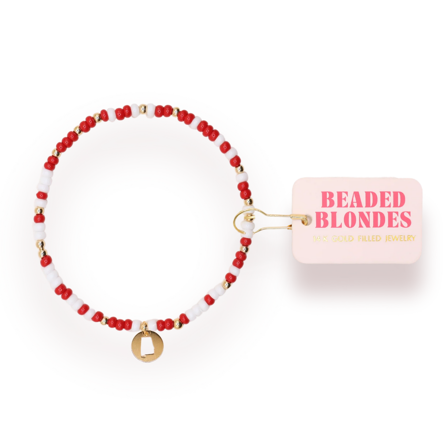 Alabama (Crimson and White) State Bracelet on Color