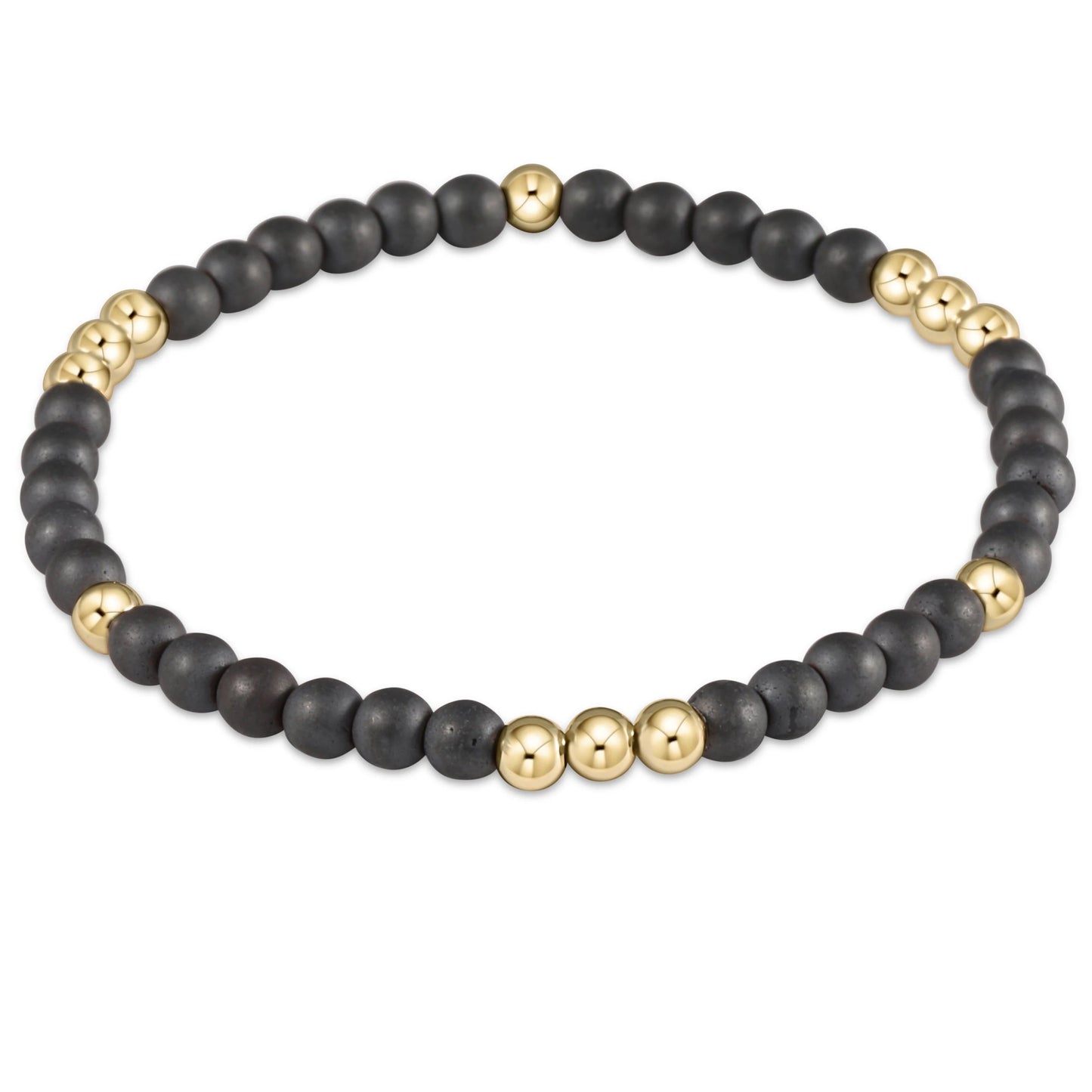 Worthy Pattern 4mm Bead Bracelet-Athena Small Gold Charcoal Hematite