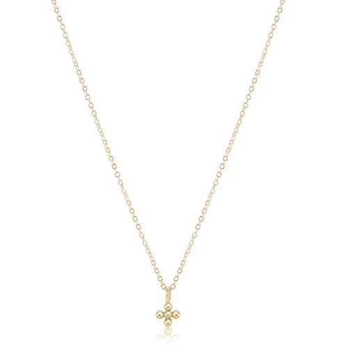 16" necklace gold - classic beaded signature cross small gold charm