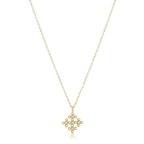 16" Necklace Gold- Classic Beaded Signature Cross Encompass Gold Charm