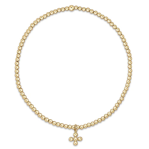 extends classic gold 2mm bead bracelet - classic beaded signature cross small gold charm