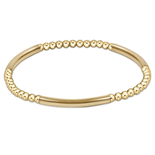 Bliss Bar Gold Pattern 3mm Bead Bracelet - Gold