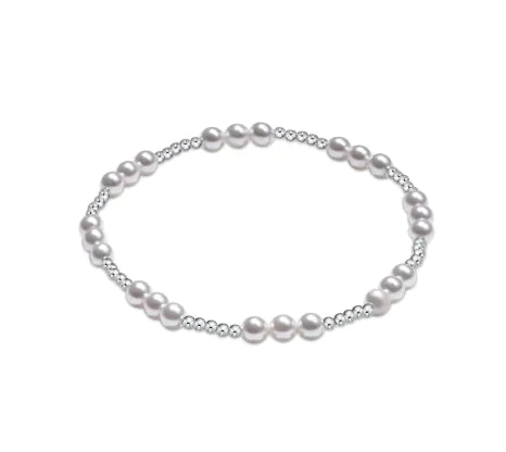 classic joy pattern sterling 4mm bead braclet - pearl