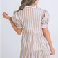 Stripe Poplin Puff Sleeve Dress