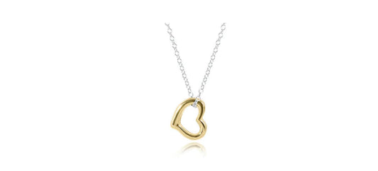16" Necklace Sterling Mixed Metal - Love Gold Charm