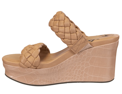 FLUENT IN TAUPE WEDGE SANDALS