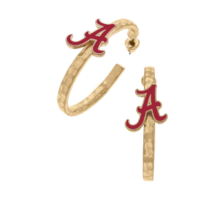 Alabama Crimson Tide Enamel Logo Hoop Earrings