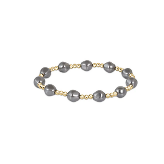 Admire Gold Bead Bracelet - Pearl Dark Grey