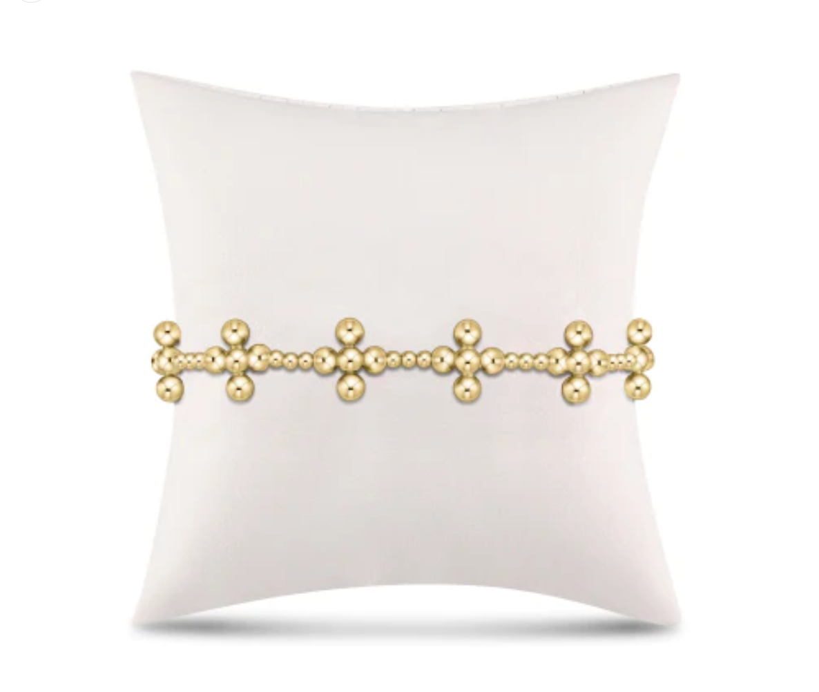 Signature Cross Sincerity Pattern 2.5mm Bead Bracelet-Classic Beaded Signature Cross Gold 4mm Bead Gold