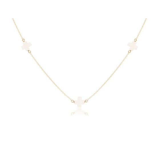 17” Choker Simplicity Chain Gold- Signature Cross Off White