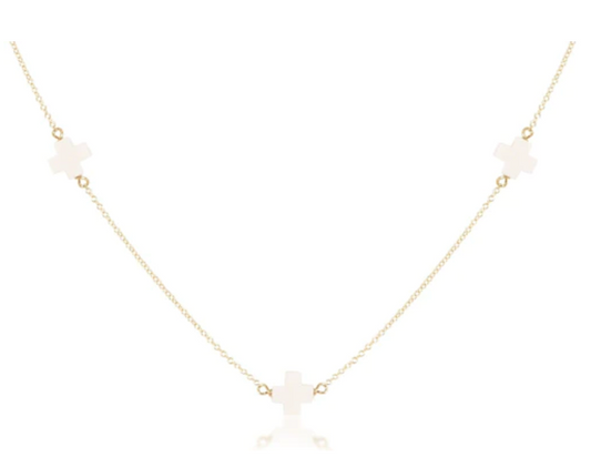 15” Choker Simplicity Chain Gold- Signature Cross Off White