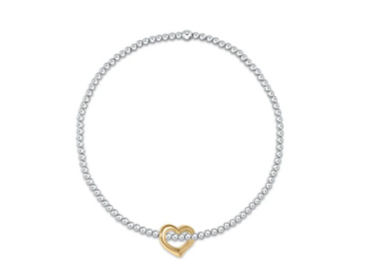 Classic Sterling Mixed Metal 2.5 Bead Bracelet - Love Gold Charm