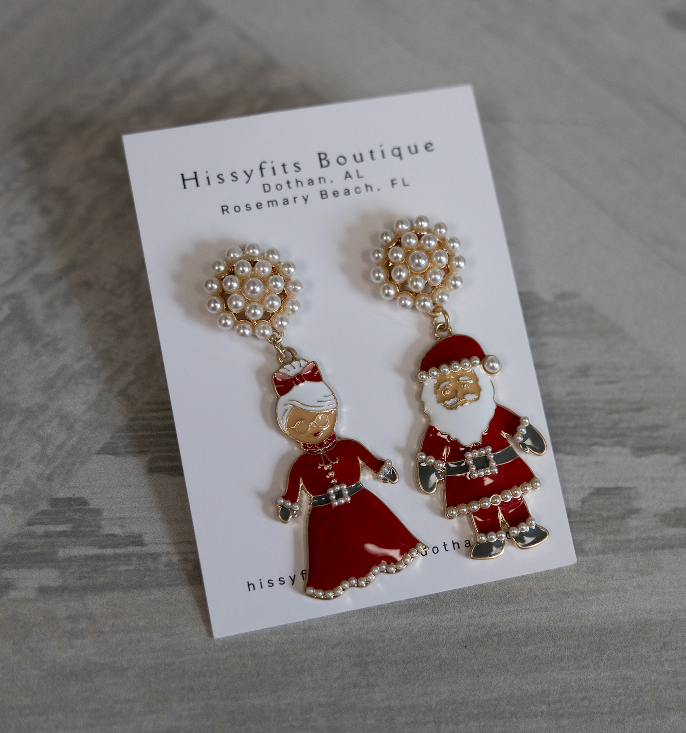 Santa & Mrs. Claus Enamel Earrings