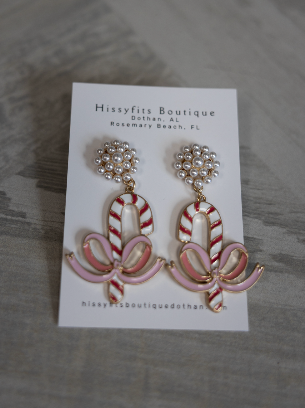 Candy Cane & Bow Earrings