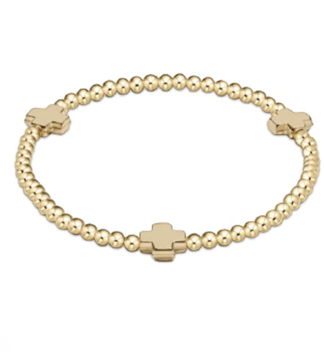 Extends Signature Cross Gold Pattern 3mm Bead Bracelet- Gold