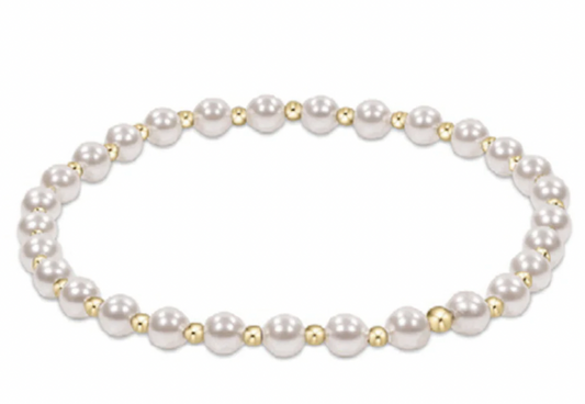Extends Classic Grateful Pattern 4mm Bead Bracelet - Pearl