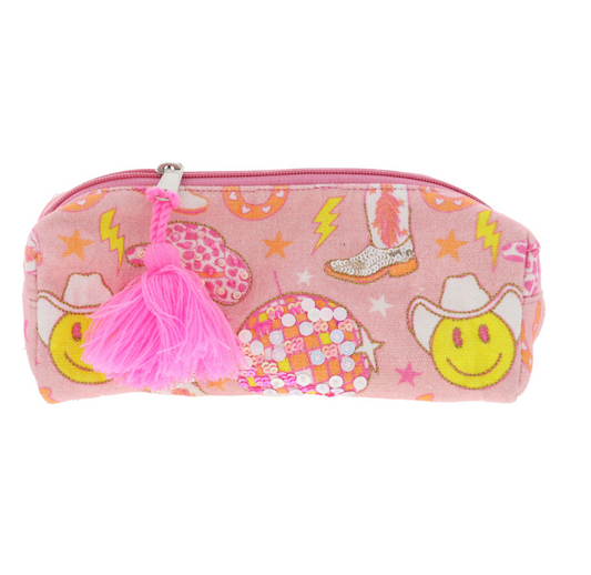 PINK DISCO COWGIRL SMALL ZIPPER POUCH