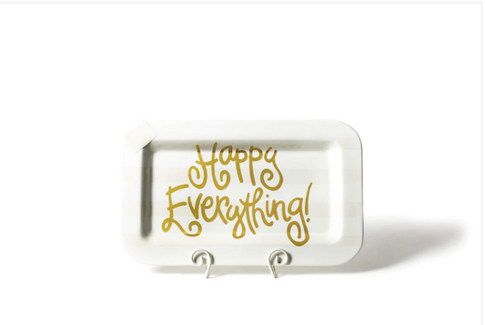 White Stripe Happy Everything! Mini Rectangle Platter