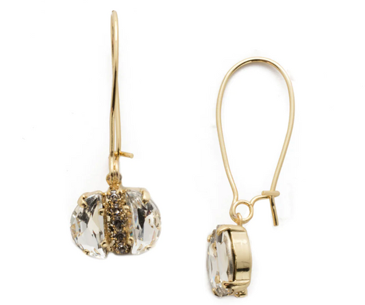 Crystal Salute Dangle Earrings - Bright Gold/Crystal