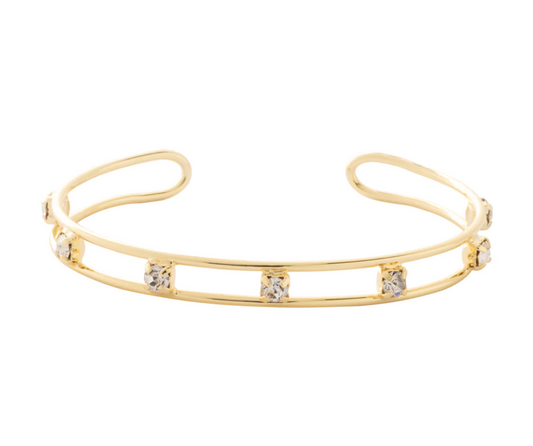 Aerie Cuff Bracelet - Bright Gold/Crystal