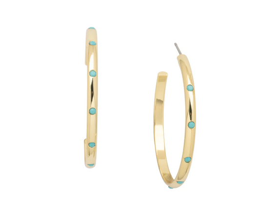 Mini Crystal Embellished Hoop Earrings - Bright Gold/Santorini