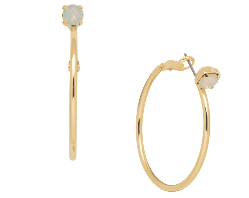 Mini Serafina Hoop Earrings - Bright Gold/White Opal