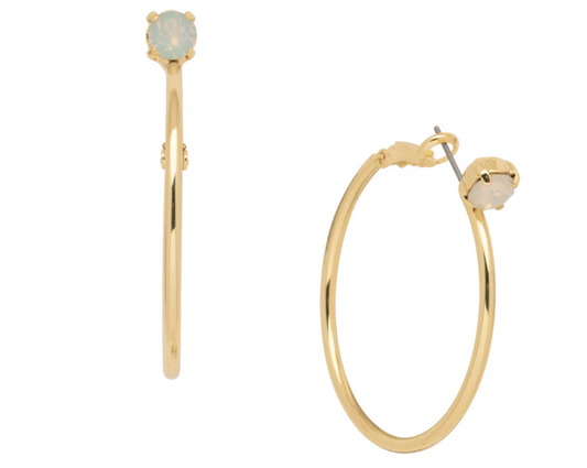 Mini Serafina Hoop Earrings - Bright Gold/White Opal